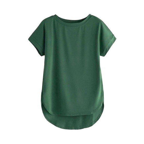 Women Solid Round Neck Cotton  T-Shirt