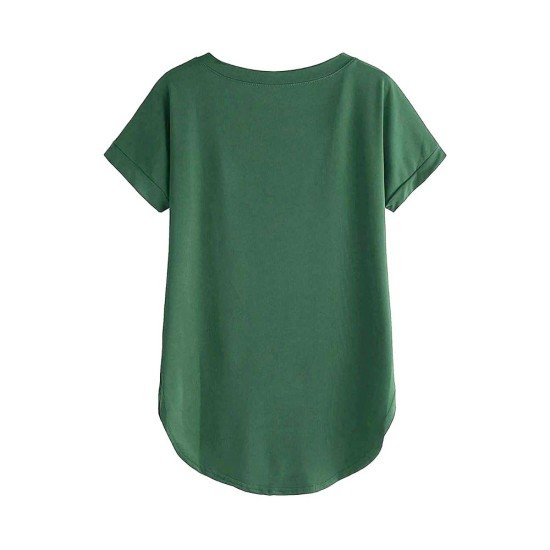 Women Solid Round Neck Cotton  T-Shirt