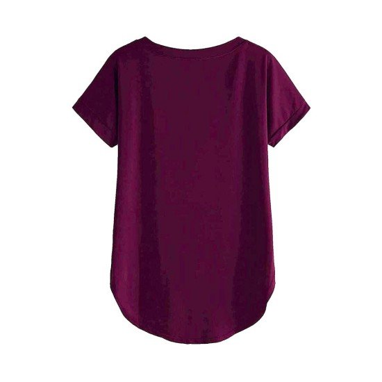 Women Solid Round Neck Cotton  T-Shirt